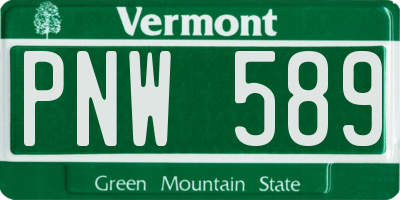 VT license plate PNW589