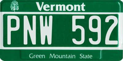 VT license plate PNW592