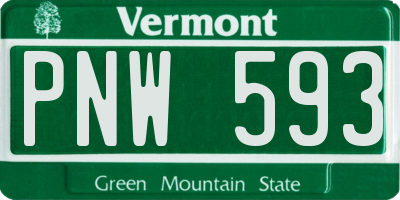 VT license plate PNW593