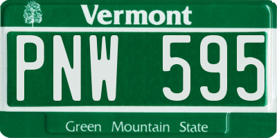 VT license plate PNW595