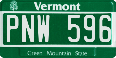 VT license plate PNW596