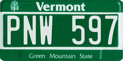 VT license plate PNW597