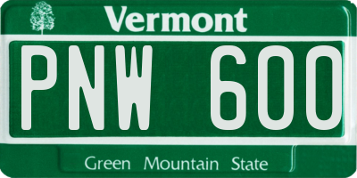VT license plate PNW600