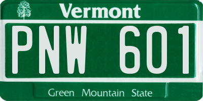 VT license plate PNW601