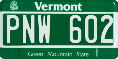 VT license plate PNW602
