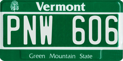 VT license plate PNW606