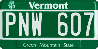VT license plate PNW607