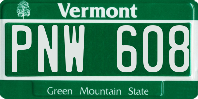 VT license plate PNW608