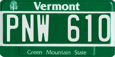 VT license plate PNW610