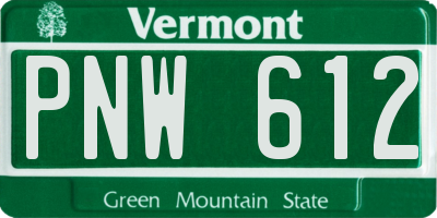 VT license plate PNW612