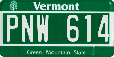 VT license plate PNW614