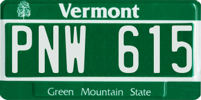 VT license plate PNW615