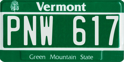 VT license plate PNW617