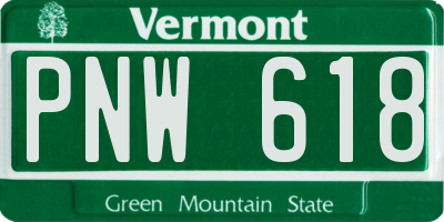 VT license plate PNW618