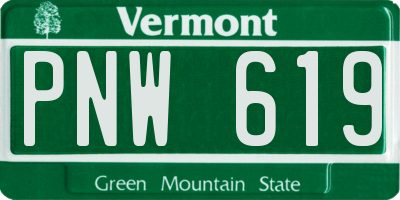 VT license plate PNW619