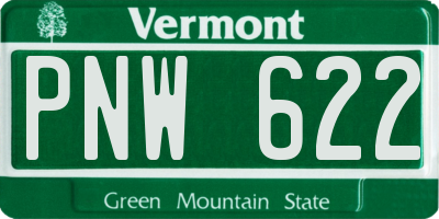 VT license plate PNW622