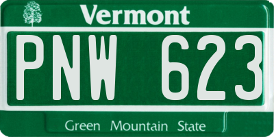VT license plate PNW623