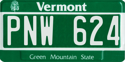 VT license plate PNW624