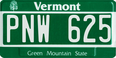 VT license plate PNW625