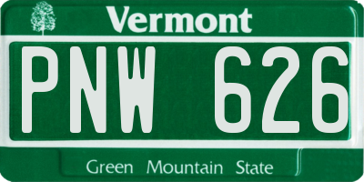 VT license plate PNW626