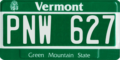 VT license plate PNW627