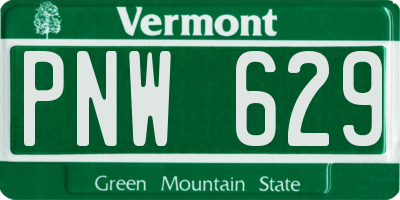 VT license plate PNW629