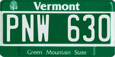 VT license plate PNW630