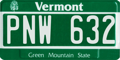 VT license plate PNW632