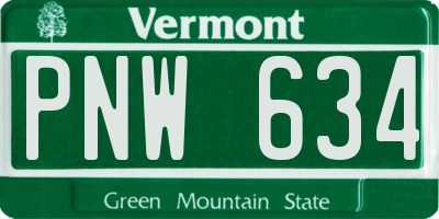 VT license plate PNW634