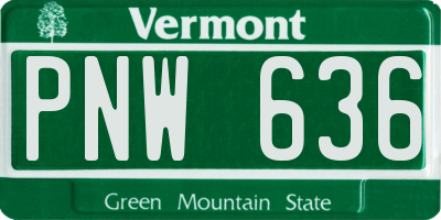VT license plate PNW636
