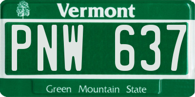 VT license plate PNW637
