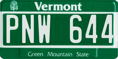 VT license plate PNW644