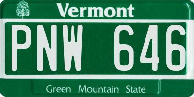 VT license plate PNW646
