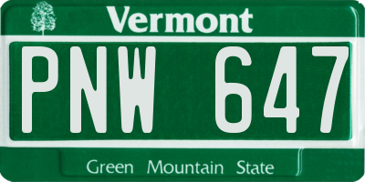 VT license plate PNW647