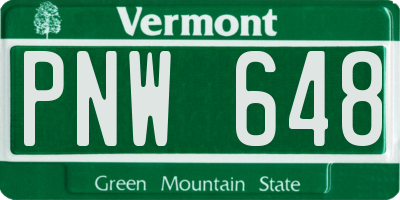 VT license plate PNW648