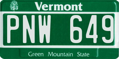 VT license plate PNW649