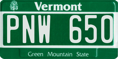 VT license plate PNW650