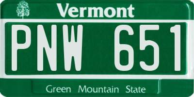 VT license plate PNW651