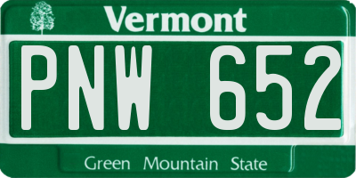 VT license plate PNW652
