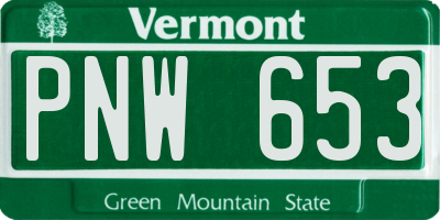 VT license plate PNW653