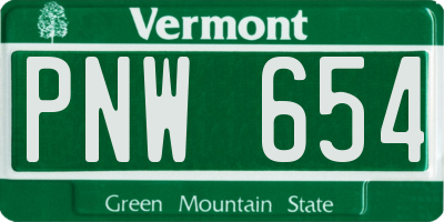 VT license plate PNW654