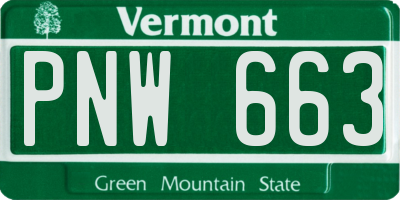 VT license plate PNW663