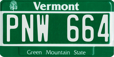 VT license plate PNW664