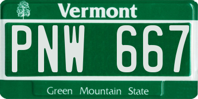 VT license plate PNW667
