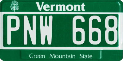 VT license plate PNW668