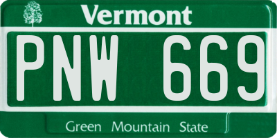 VT license plate PNW669