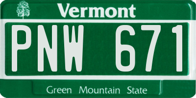 VT license plate PNW671