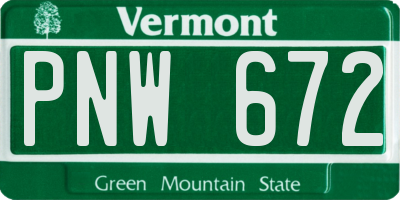 VT license plate PNW672