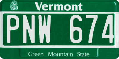 VT license plate PNW674