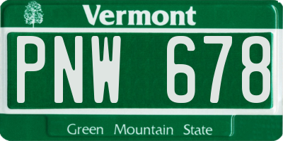 VT license plate PNW678